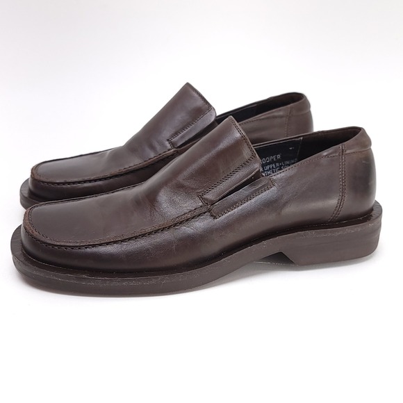 Alfani Other - Vintage Alfani Trooper Mens 7 Brown Leather Square Toe Loafers Made in Italy